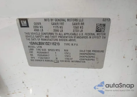 2013 Chevrolet Equinox Ls z USA, uszkodzony, nr VIN 1GNALBEK1DZ116219